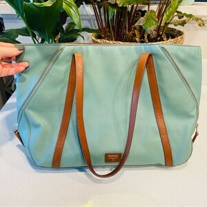 Fossil Women's Blue and Brown Tote Bag